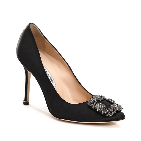 Manolo Blahnik Shoes - Manolo Blahnik Hangisi 105 Embellished Satin Pumps